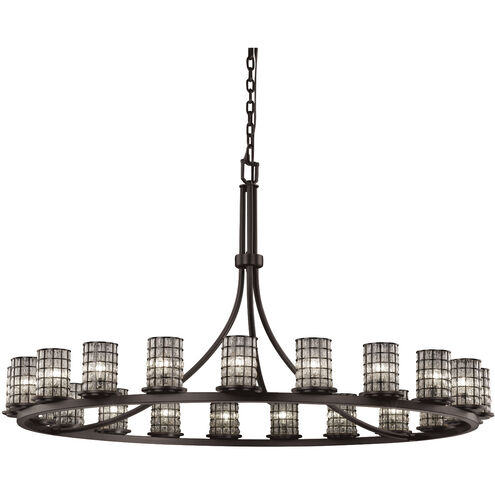 Wire Glass 21 Light 60 inch Matte Black Chandelier Ceiling Light in Grid with Clear Bubbles, Incandescent