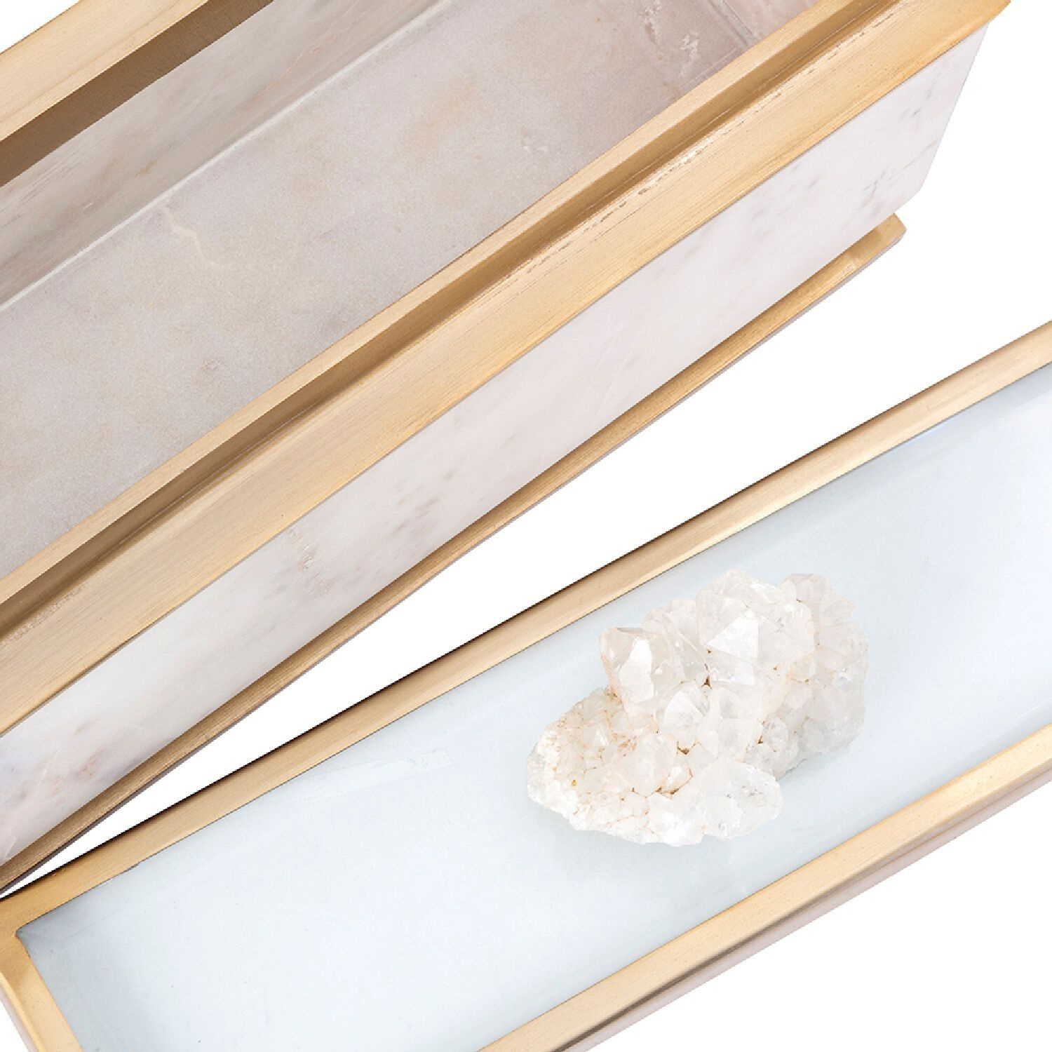 Anita 14 X 4.5 inch White/Gold Decorative Box