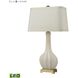 Fluted Ceramic 34 inch 9.5 watt White with Aged Brass Table Lamp Portable Light in LED, 3-Way