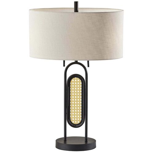 Levy 26.5 inch 40 watt Black with Webbed Caning Material Table Lamp Portable Light