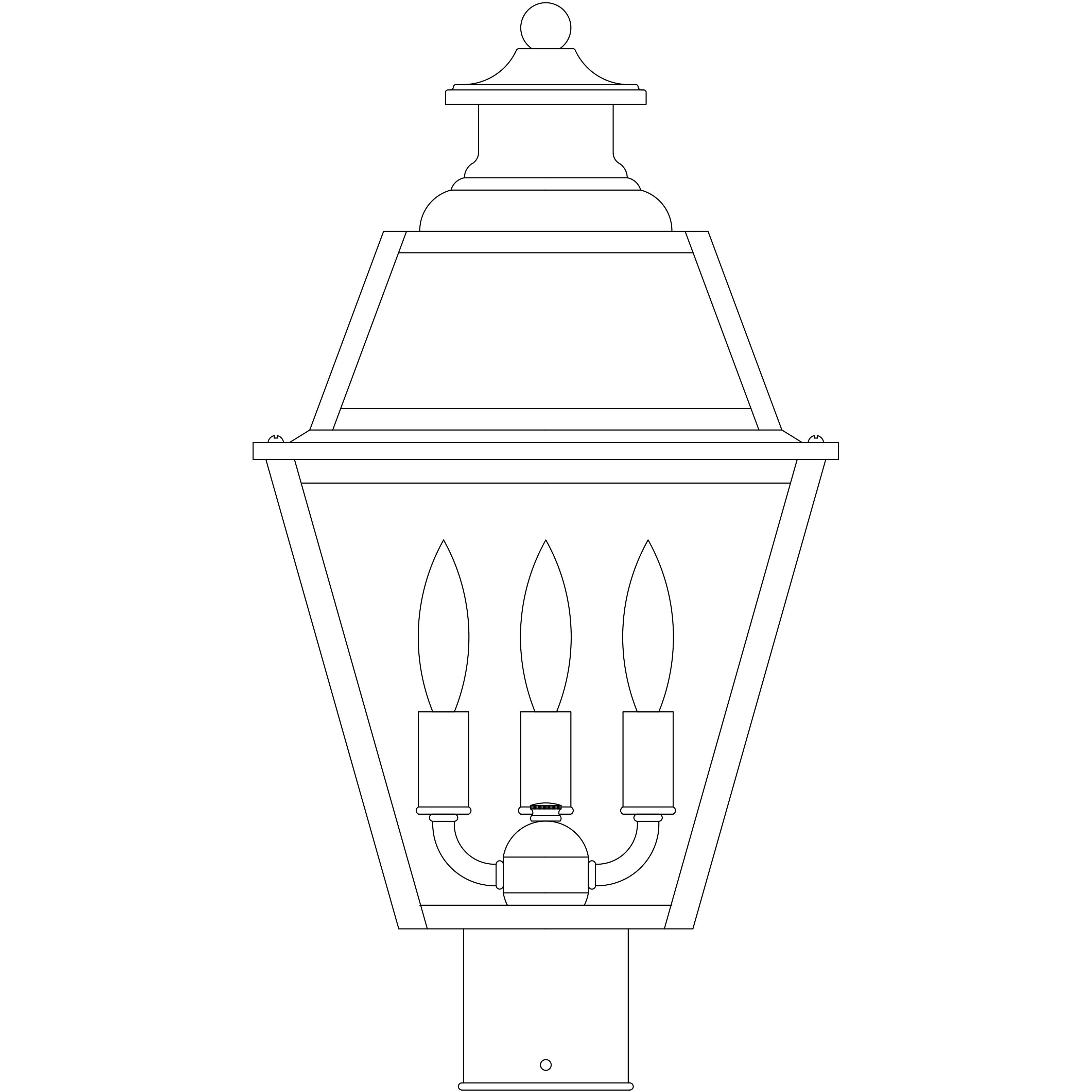 Inverness 3 Light 16 inch Antique Copper Post Mount in Clear