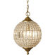 Crystal 1 Light 12.5 inch Antique Gold Orb Pendant Ceiling Light