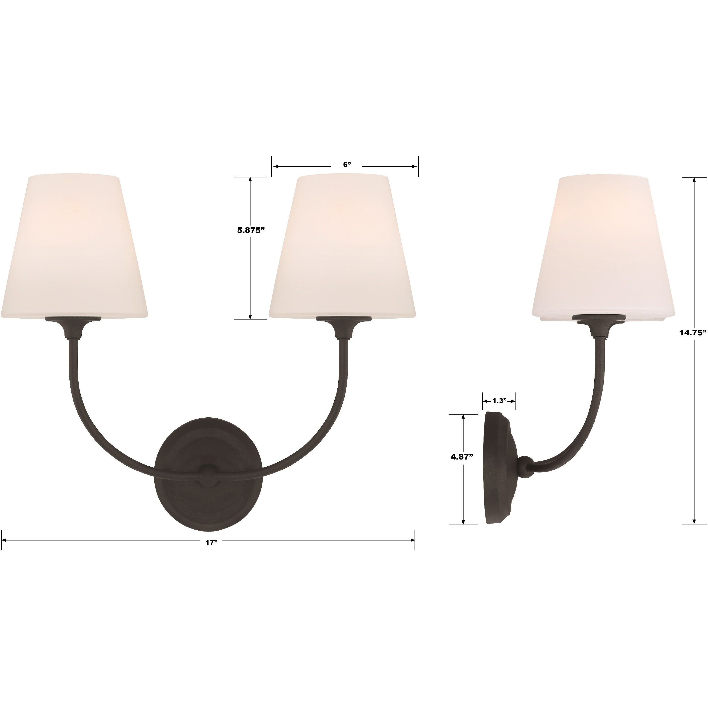 Sylvan Bath Wall Light in Black Forged