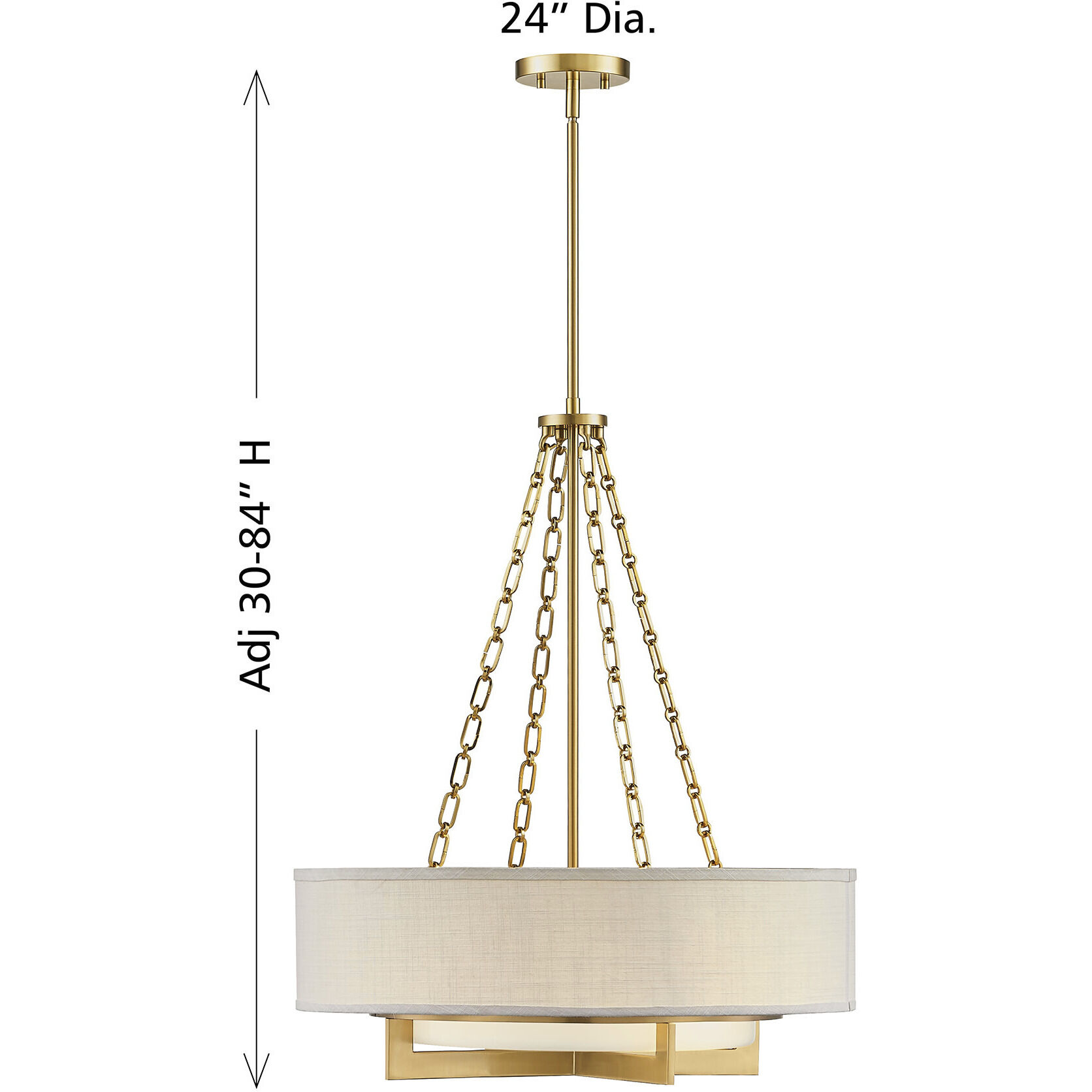 Brentwood 4 Light 24 inch Warm Brass Pendant Ceiling Light