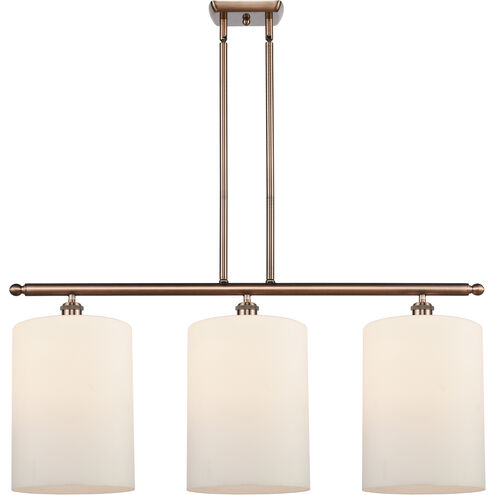 Ballston Cobbleskill 3 Light 36 inch Antique Copper Island Light Ceiling Light in Matte White Glass