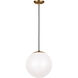 Leo - Hanging Globe 1 Light 12 inch Satin Aluminum Pendant Ceiling Light