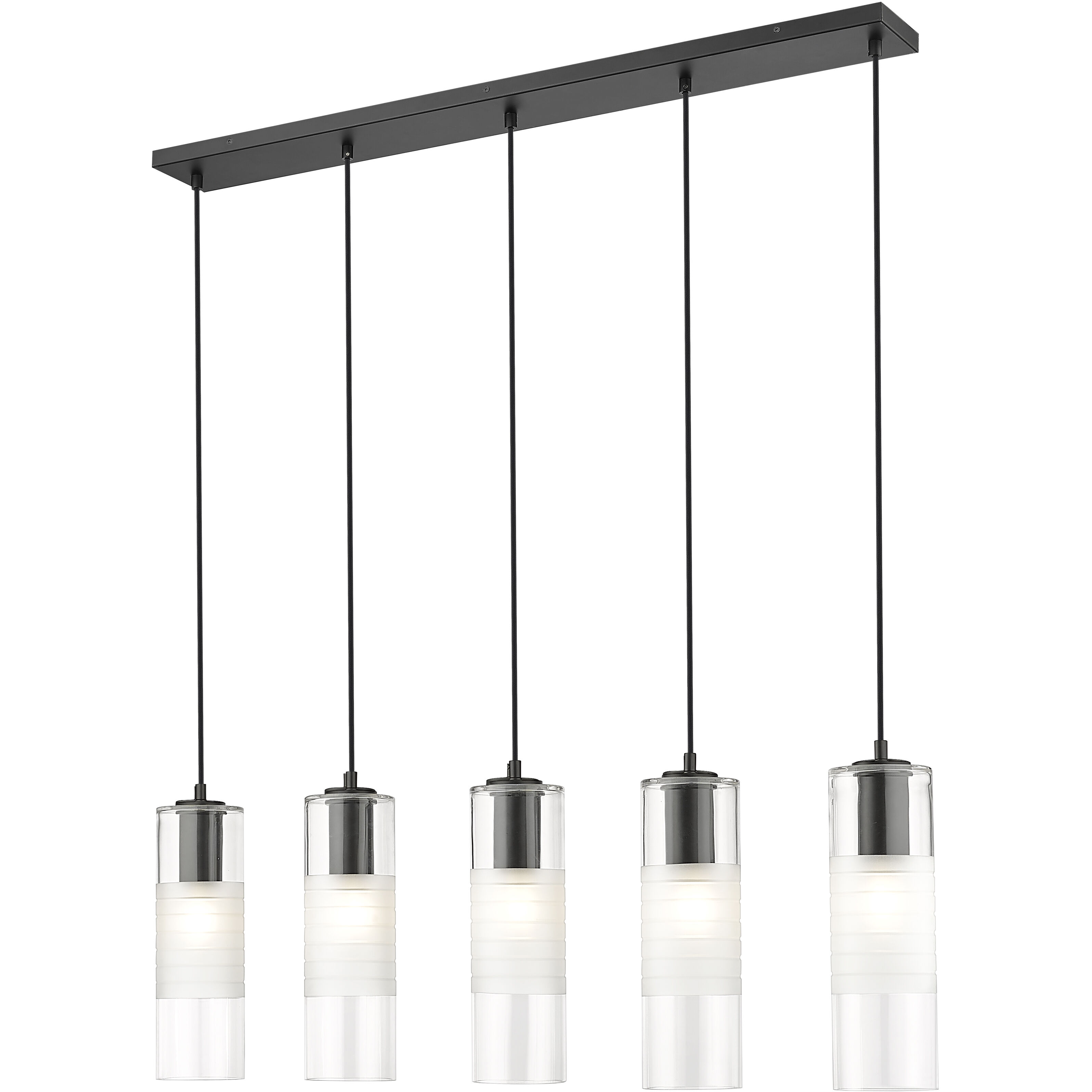 Alton 5 Light 42 inch Matte Black Linear Chandelier Ceiling Light