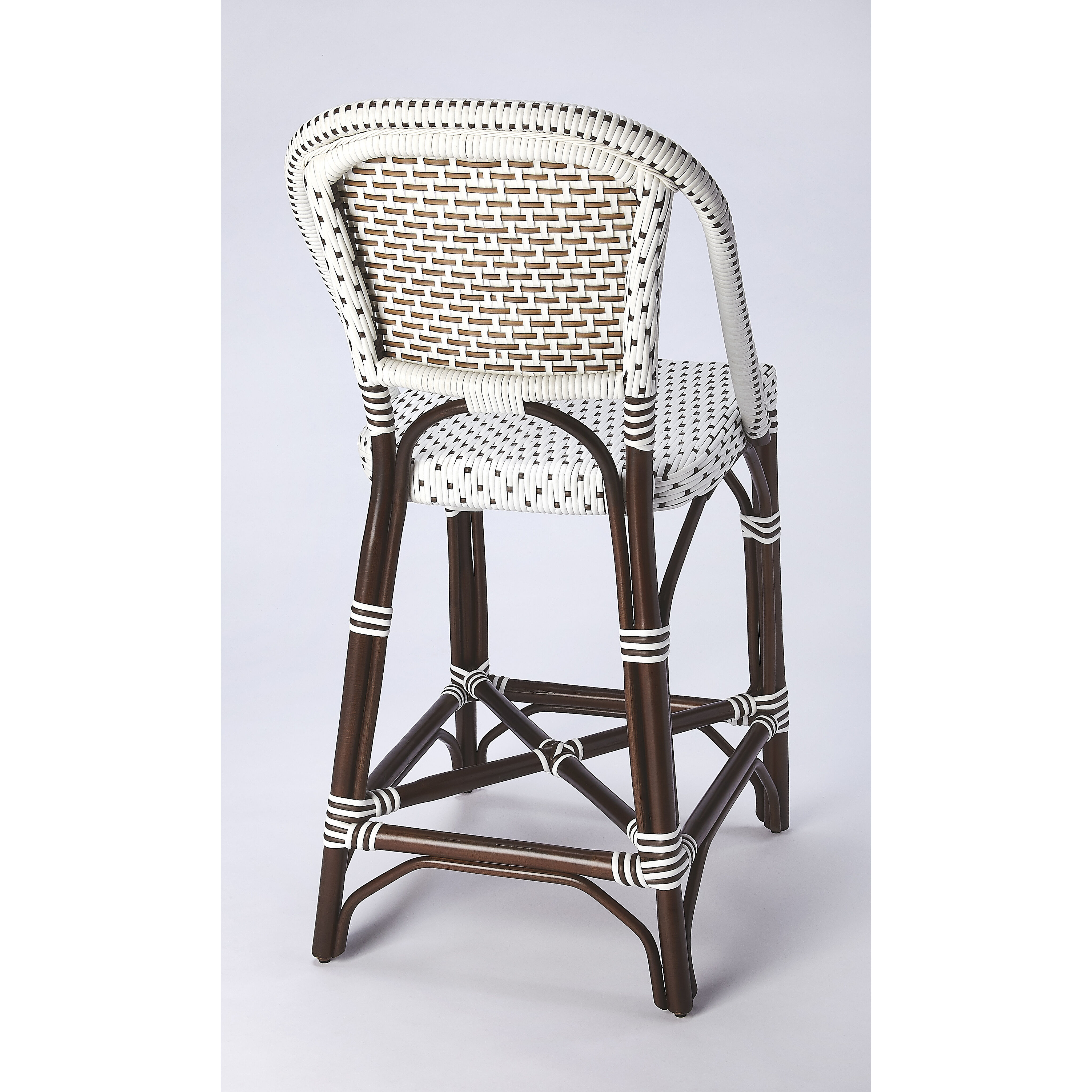 Designer'S Edge Solstice White & Chocolate Rattan 41 inch Brown Barstool
