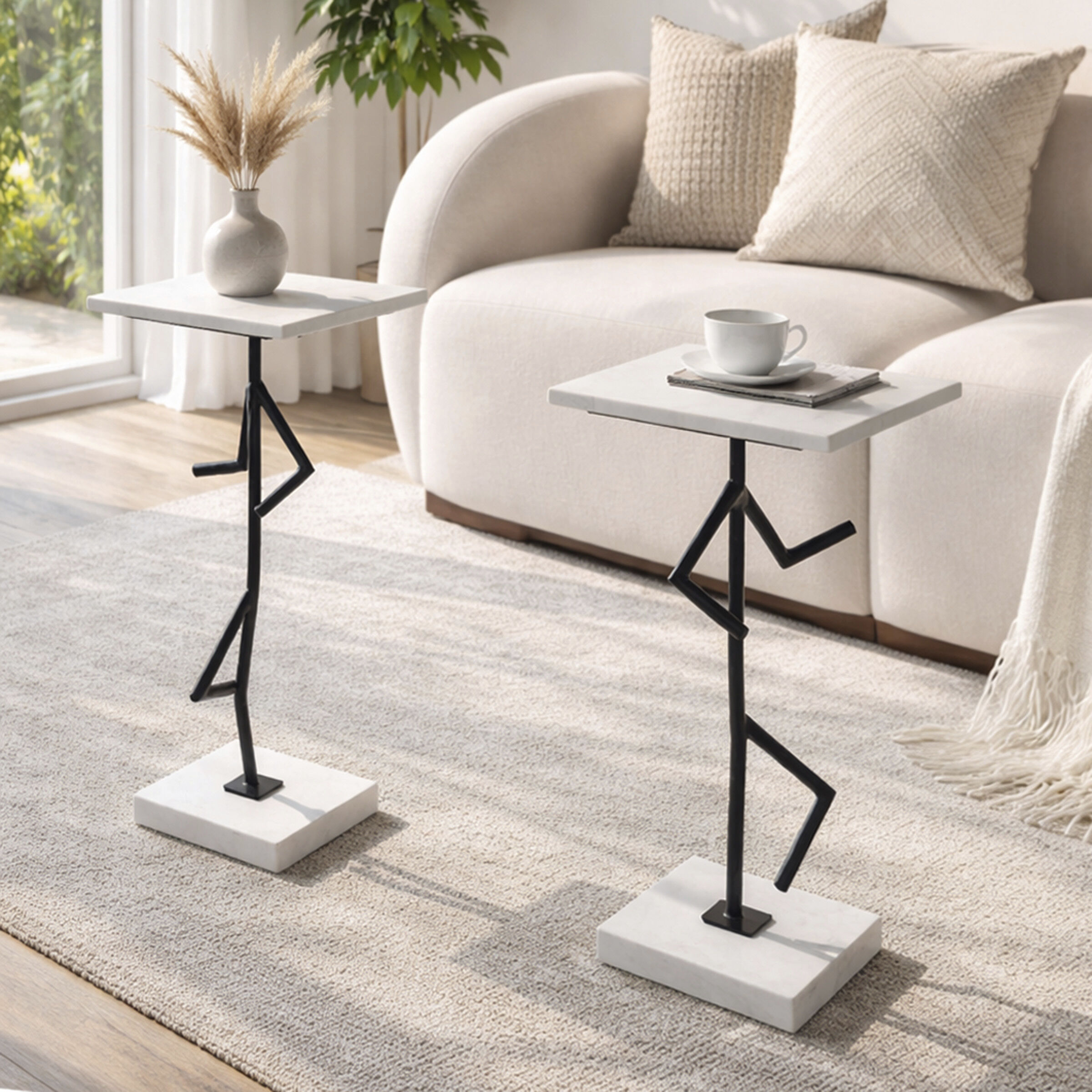 Lineform 24 X 11 inch White and Black Accent Table