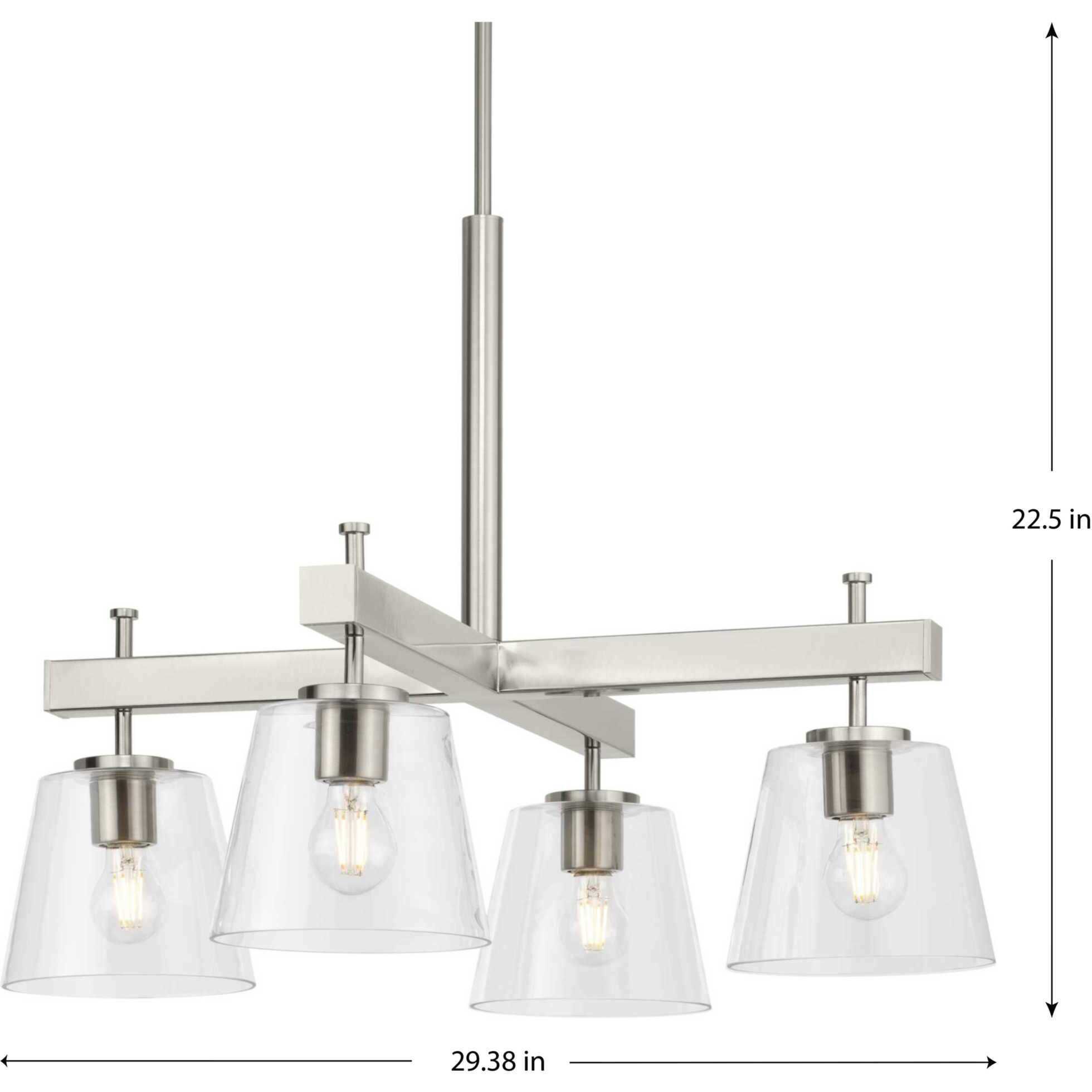 Saffert 4 Light 29 inch Brushed Nickel Chandelier Ceiling Light, Design Series