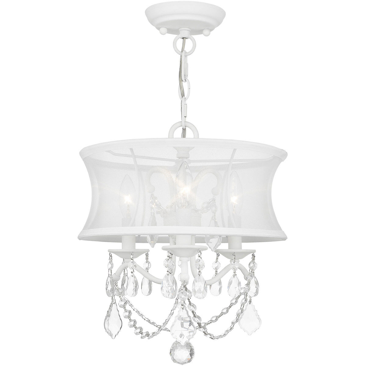 Newcastle 3 Light 13 inch White Convertible Mini Chandelier/Ceiling Mount Ceiling Light