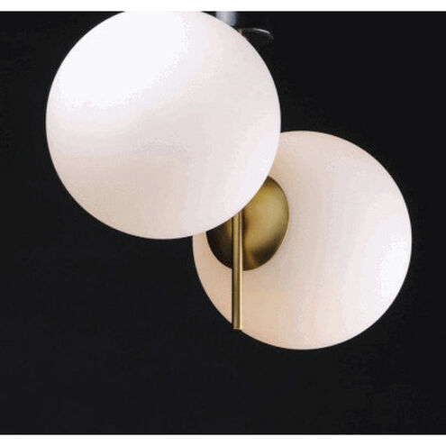 Vesper 2 Light 10 inch Satin Brass/Black Semi-Flush Mount Ceiling Light