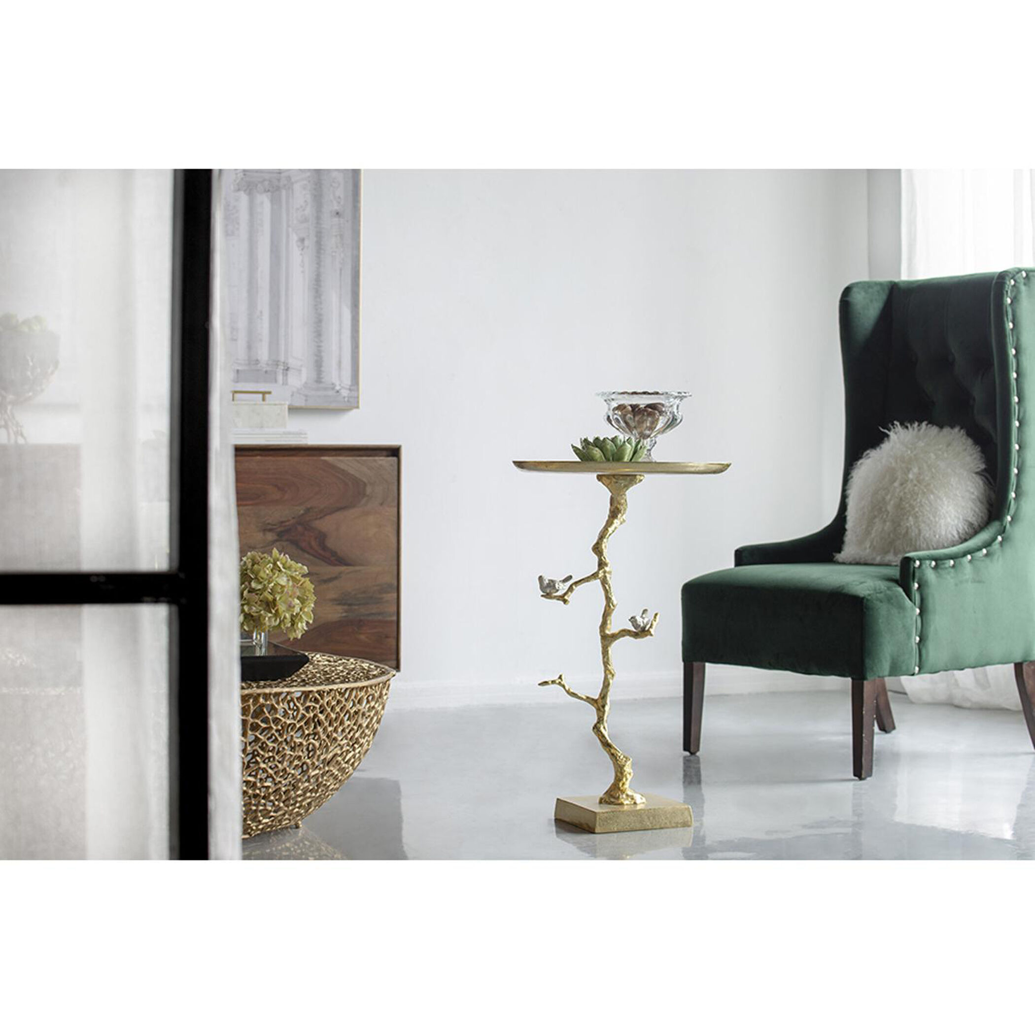 Welling Demilune Table in White/Gold