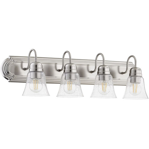 Fort Worth 4 Light 30 inch Satin Nickel Vanity Light Wall Light in Clear Seeded, Quorum Home