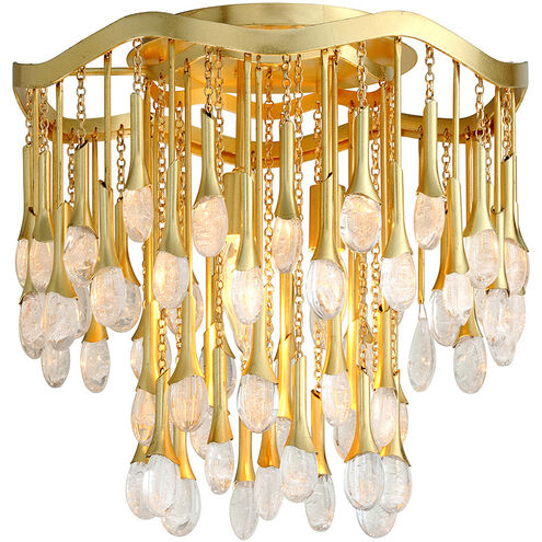 Kiara 3 Light 15.75 inch Gold Leaf Semi Flush Ceiling Light