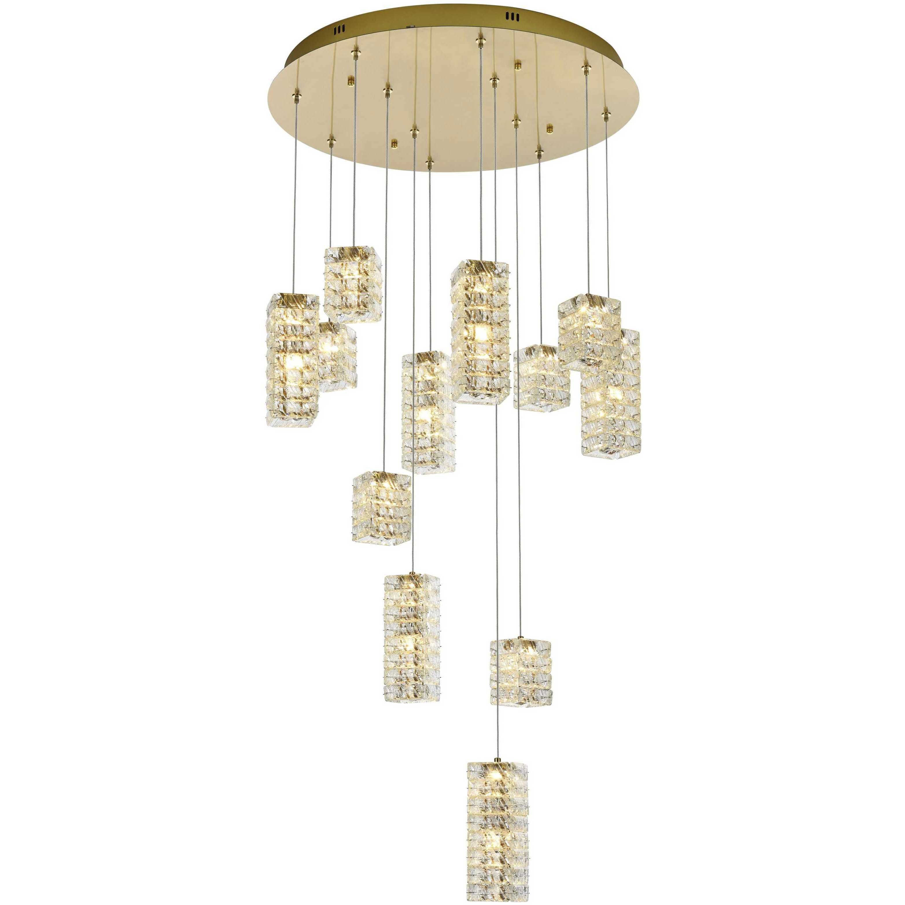 Aston 12 Light 28 inch Satin Gold Pendant Ceiling Light