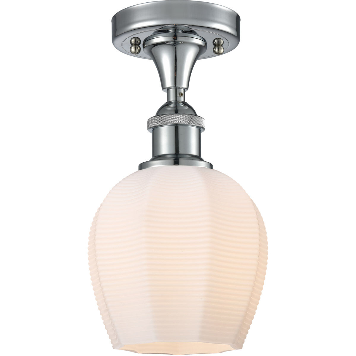 Ballston Norfolk 1 Light 6 inch Polished Chrome Semi-Flush Mount Ceiling Light in Matte White Glass