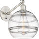 Ballston Rochester Armed Sconce Wall Light in Brushed Satin Nickel, Clear Glass