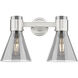 Downtown Urban Lawton Cone 2 Light 15.5 inch Satin Nickel Bath Vanity Light Wall Light in Light Smoke Glass