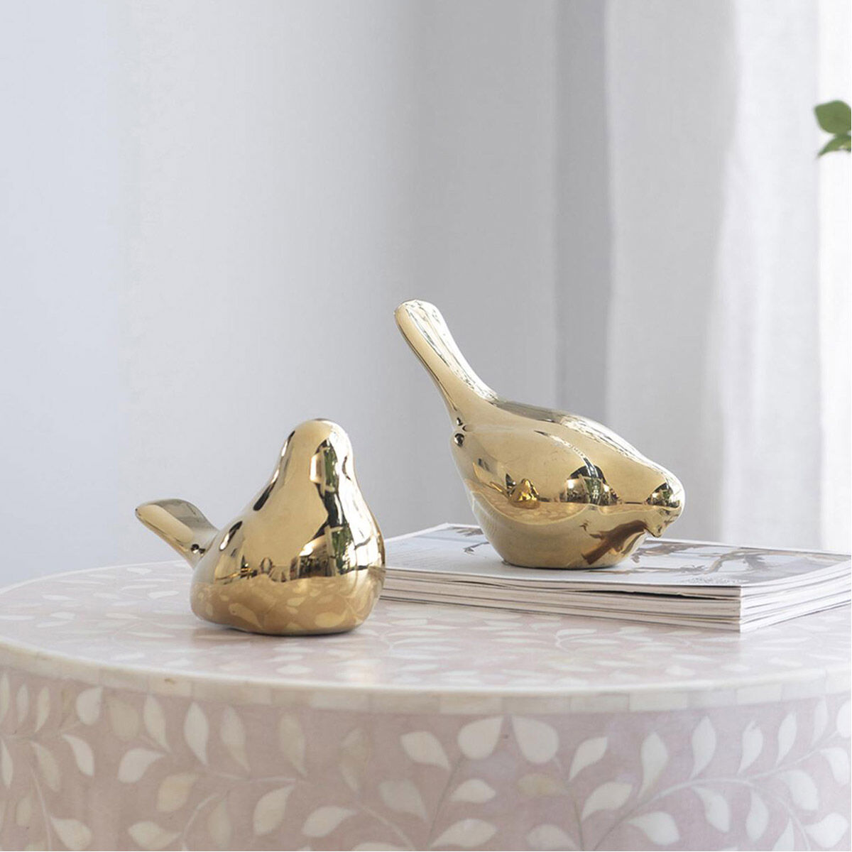 Chirp Bird Gold Table Decor, Set of 2