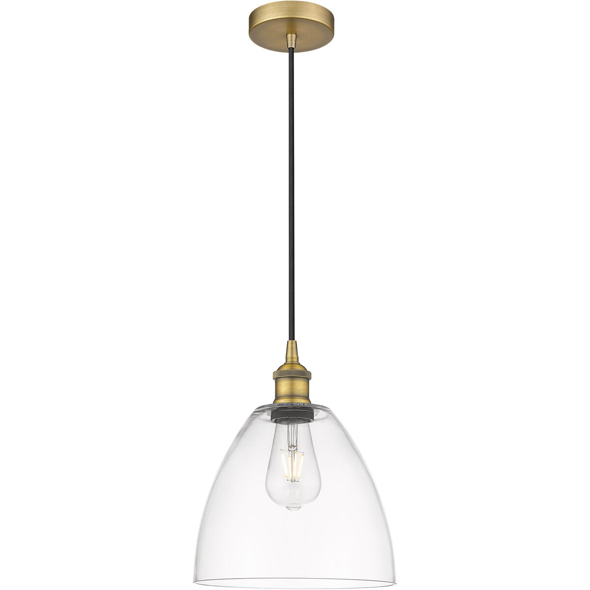 Edison Dome 1 Light 9 inch Brushed Brass Mini Pendant Ceiling Light