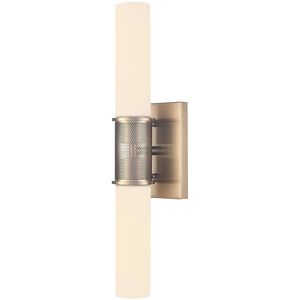 Esteem 2 Light 4.75 inch Aged Brass with White Sconce Wall Light