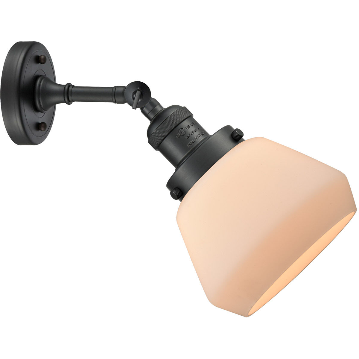 Franklin Restoration Fulton LED 7 inch Matte Black Sconce Wall Light in Matte White Glass, Franklin Restoration