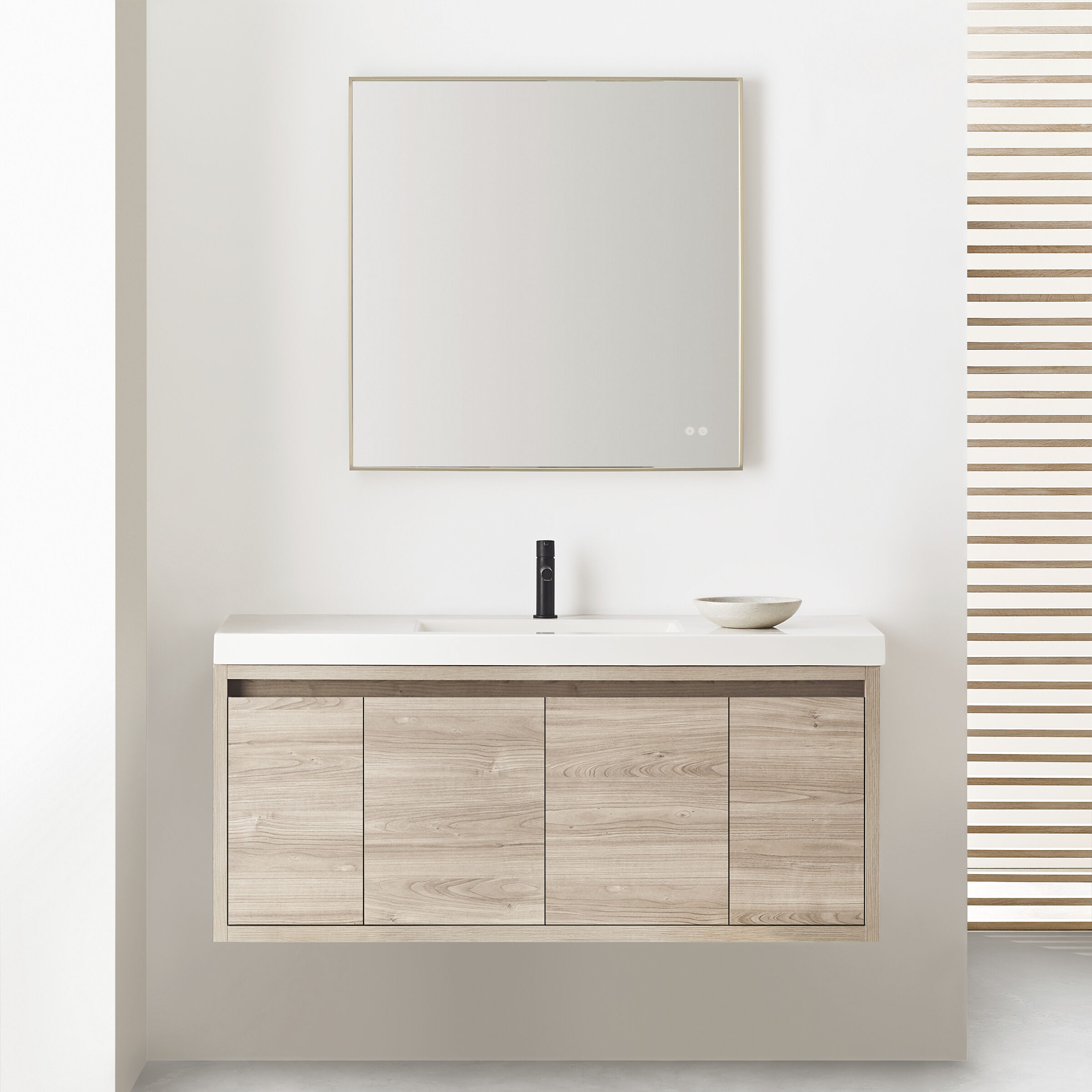 Cadre 30 X 30 inch Satin Brass Backlit Wall Mirror