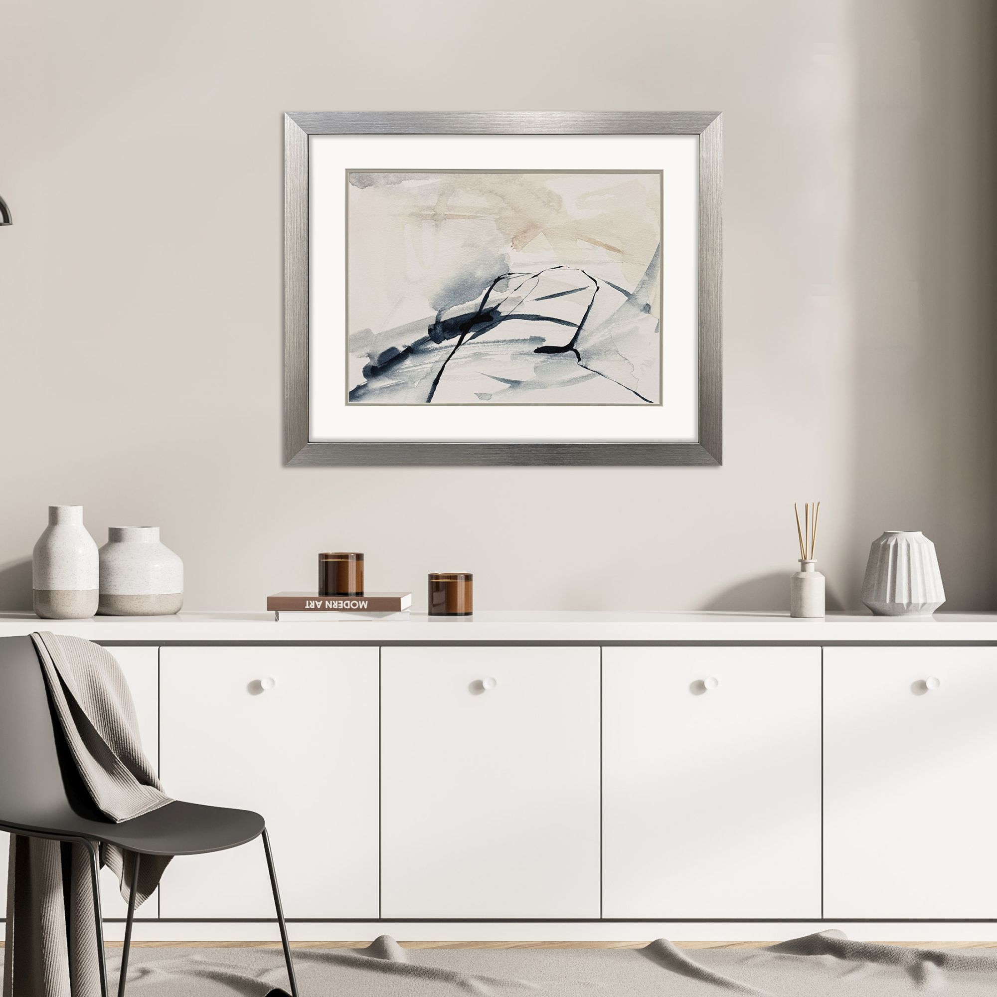 Indigo Markings Blue and Beige and Gray Framed Art, Propac