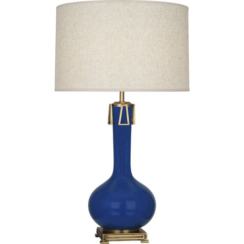 Athena 31.63 inch 150.00 watt Cobalt Glaze with Aged Brass Table Lamp Portable Light