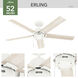 Erling 52 inch Matte White with Bleached Alder/Fresh White Blades Ceiling Fan