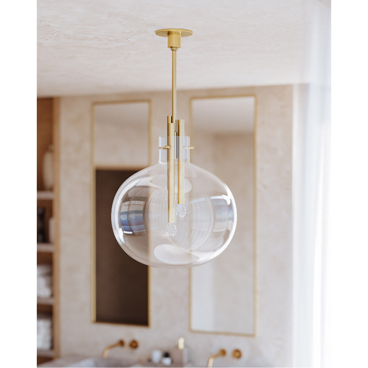 Hempstead 3 Light 18.25 inch Aged Brass Pendant Ceiling Light, Large