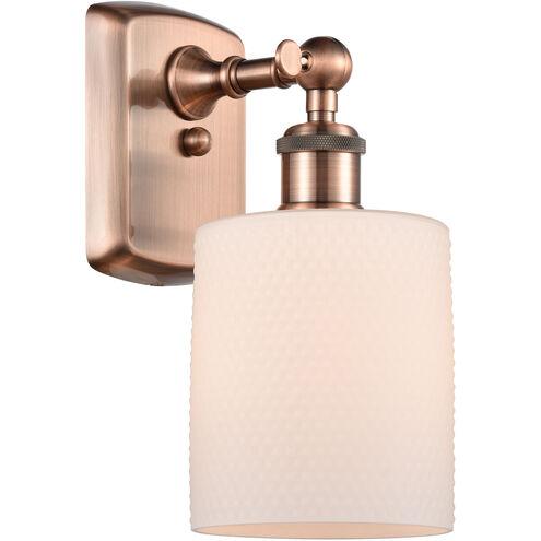 Ballston Cobbleskill 1 Light 5 inch Antique Copper Sconce Wall Light in Matte White Glass, Ballston