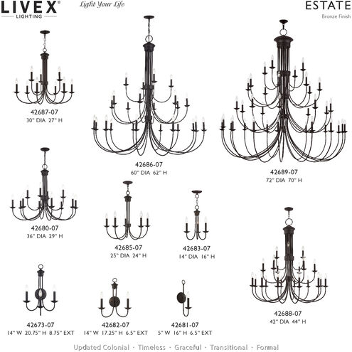 Estate 3 Light 14 inch Bronze Wall Sconce Wall Light