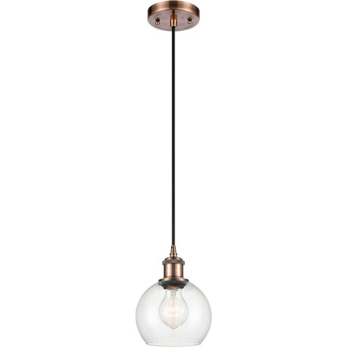 Ballston Athens 1 Light 6 inch Antique Copper Mini Pendant Ceiling Light in Clear Glass
