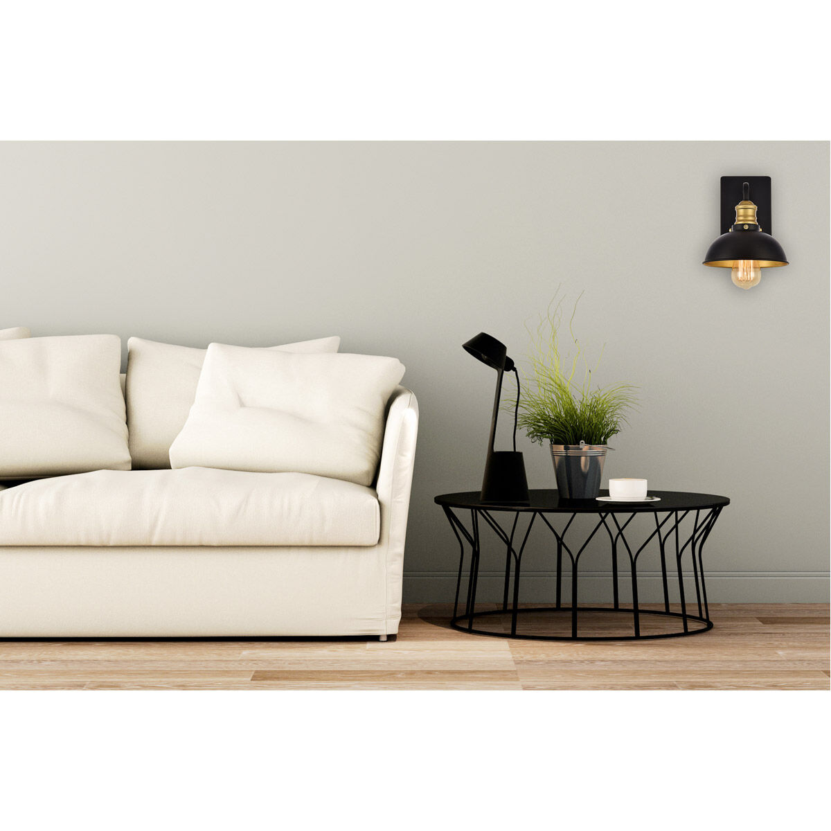 Anders 1 Light 7 inch Black and Brass Wall Sconce Wall Light