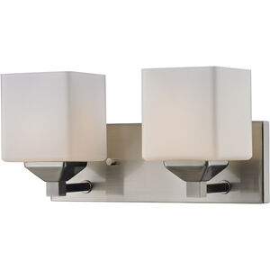 Quube 2 Light 13 inch Brushed Nickel Bath Vanity Wall Light in 2.1
