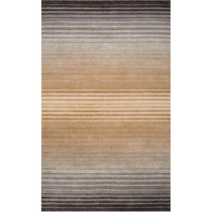 Indus Valley 96 X 60 inch Beige/Camel/Taupe/Charcoal Rugs, Wool