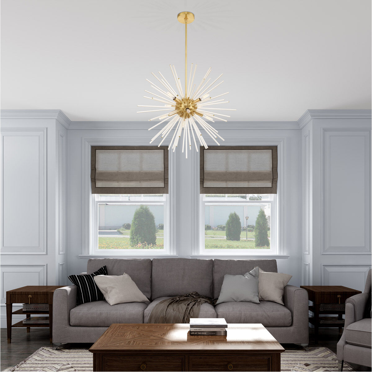 Utopia 8 Light 26 inch Satin Brass Pendant Chandelier Ceiling Light