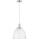 Arcadia Bristol 1 Light 12 inch Brushed Satin Nickel Mini Pendant Ceiling Light in Seedy