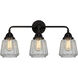 Nouveau 2 Chatham 3 Light 24 inch Matte Black Bath Vanity Light Wall Light in Clear Glass
