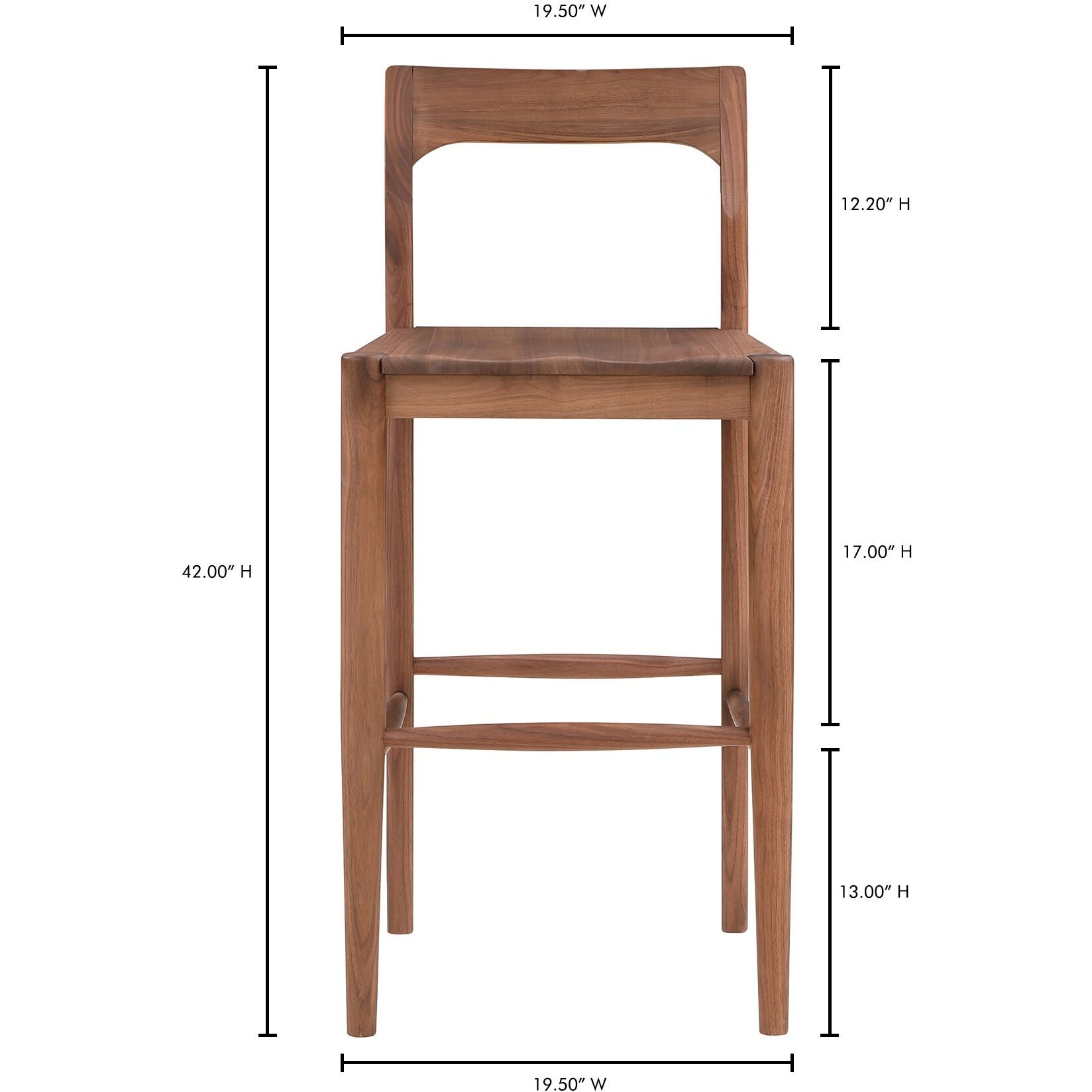 Moe s Home Collection BC 1125 03 Owing 42 inch Walnut Bar Stool