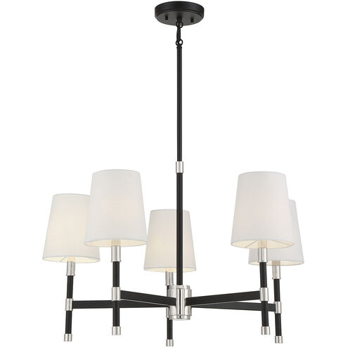 Brody 5 Light 28 inch Black with Polished Nickel Accents Chandelier Ceiling Light, Essentials