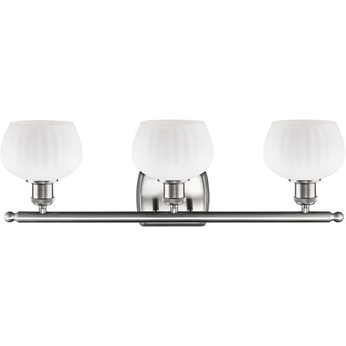 Ballston Fenton 3 Light 26 inch Brushed Satin Nickel Bath Vanity Light Wall Light in Matte White Glass, Ballston