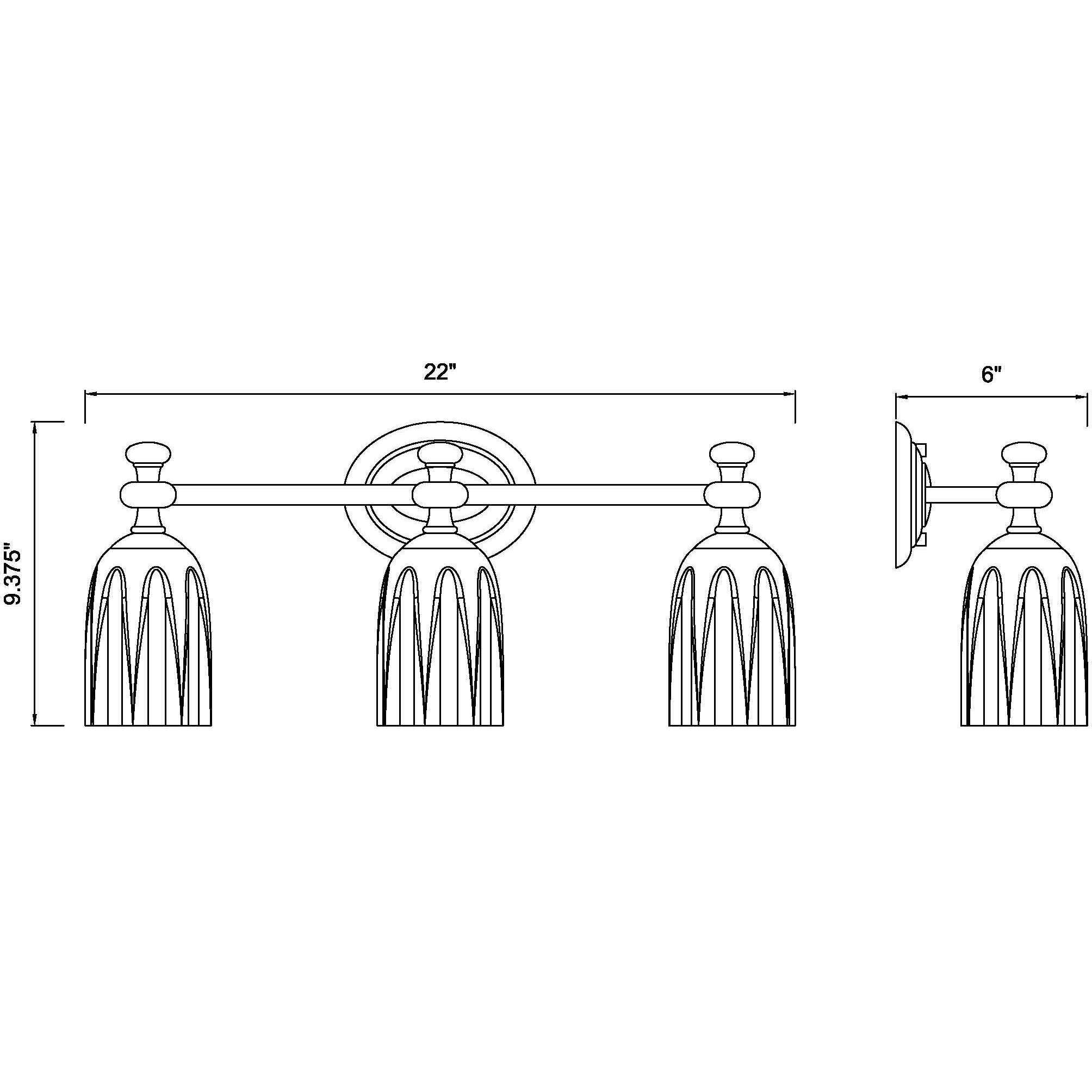 Orion 3 Light 22 inch Modern Gold Bath Vanity Light Wall Light