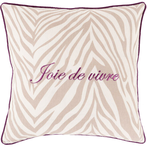 Joie de Vivre 18 inch Dark Purple, Taupe, Ivory Pillow Kit
