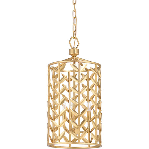 Claire Bell 3 Light 12 inch Gold Leaf Lantern Pendant Ceiling Light