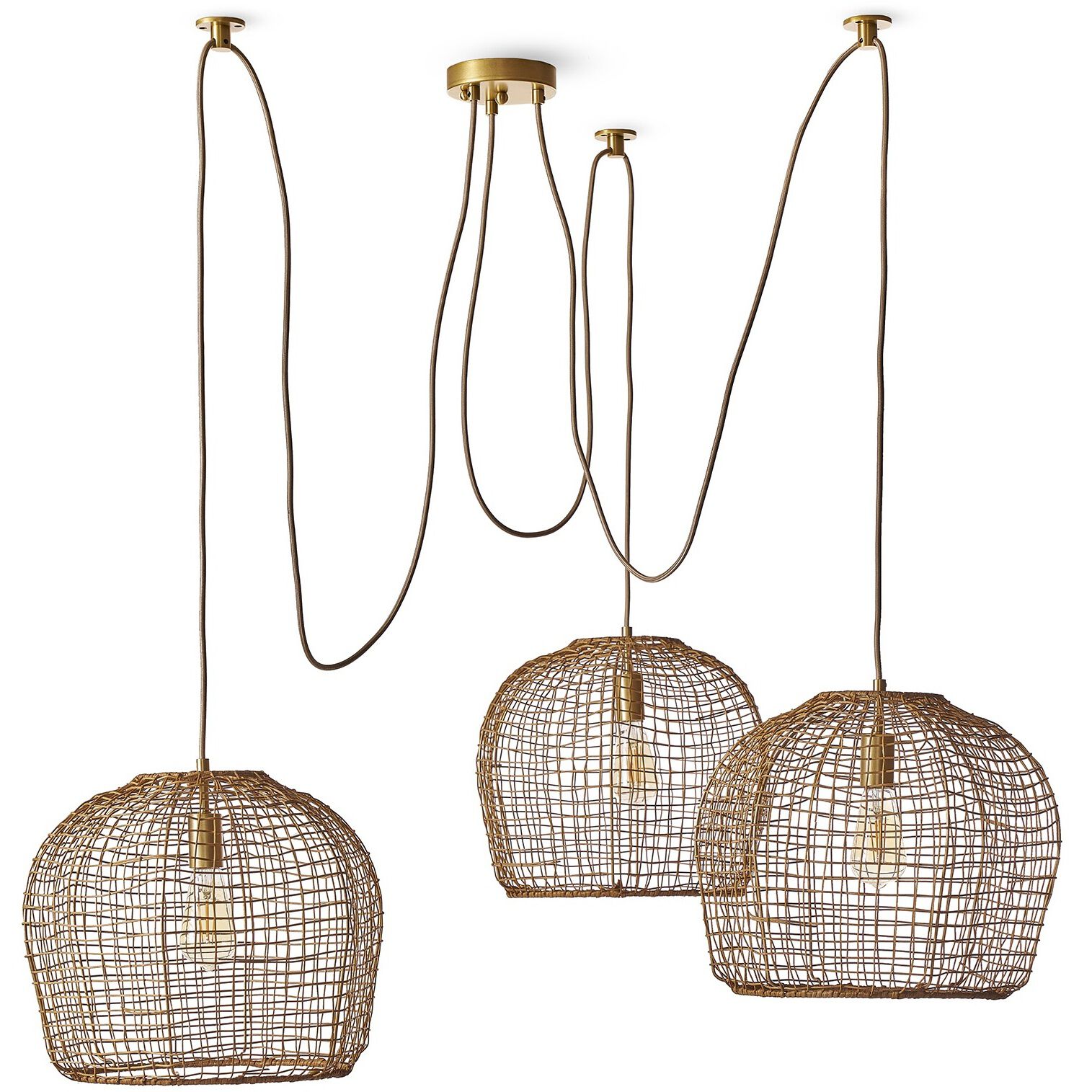 Selene 3 Light 51 inch Natural Multi Basket Chandelier Ceiling Light