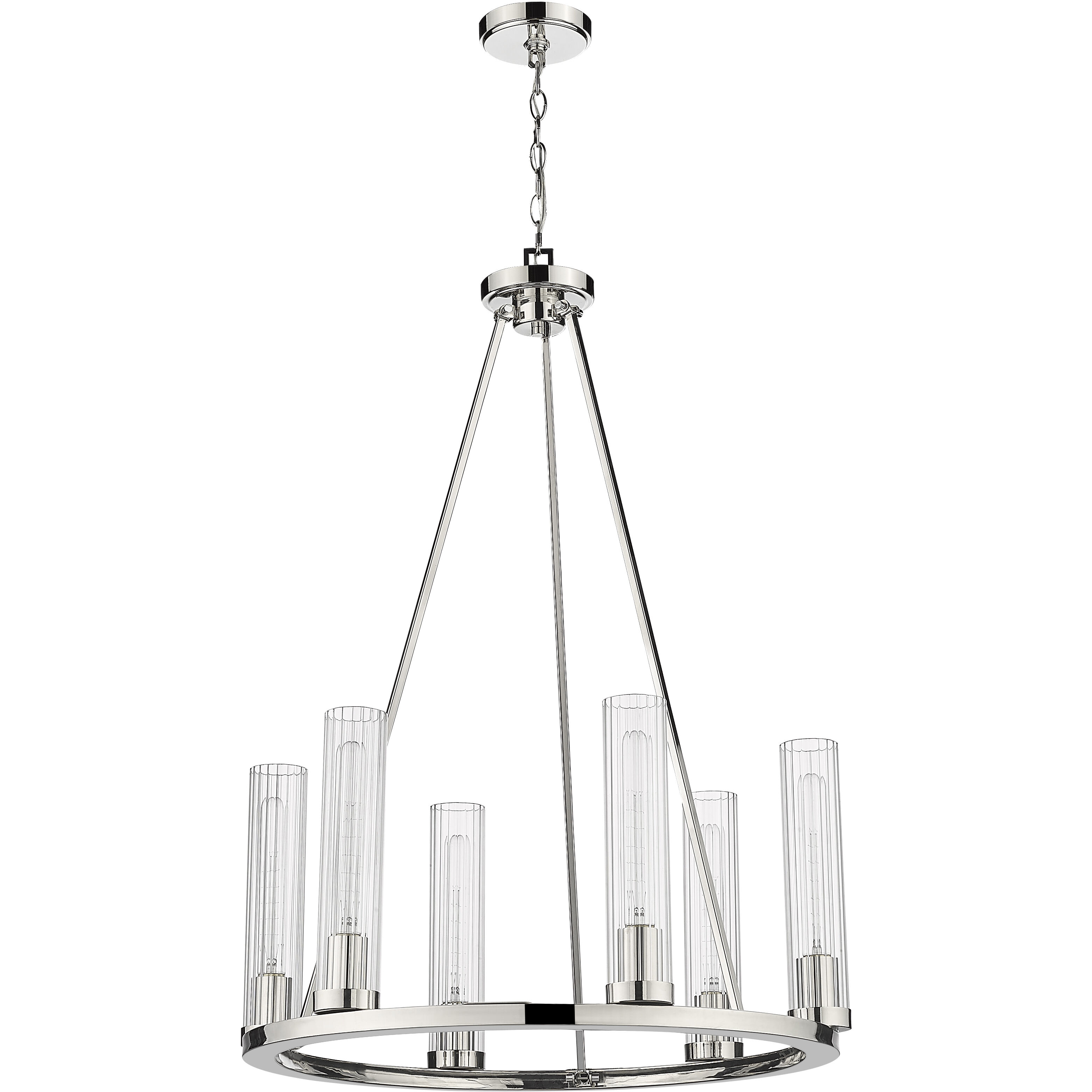 Beau 6 Light 26 inch Polished Nickel Chandelier Ceiling Light