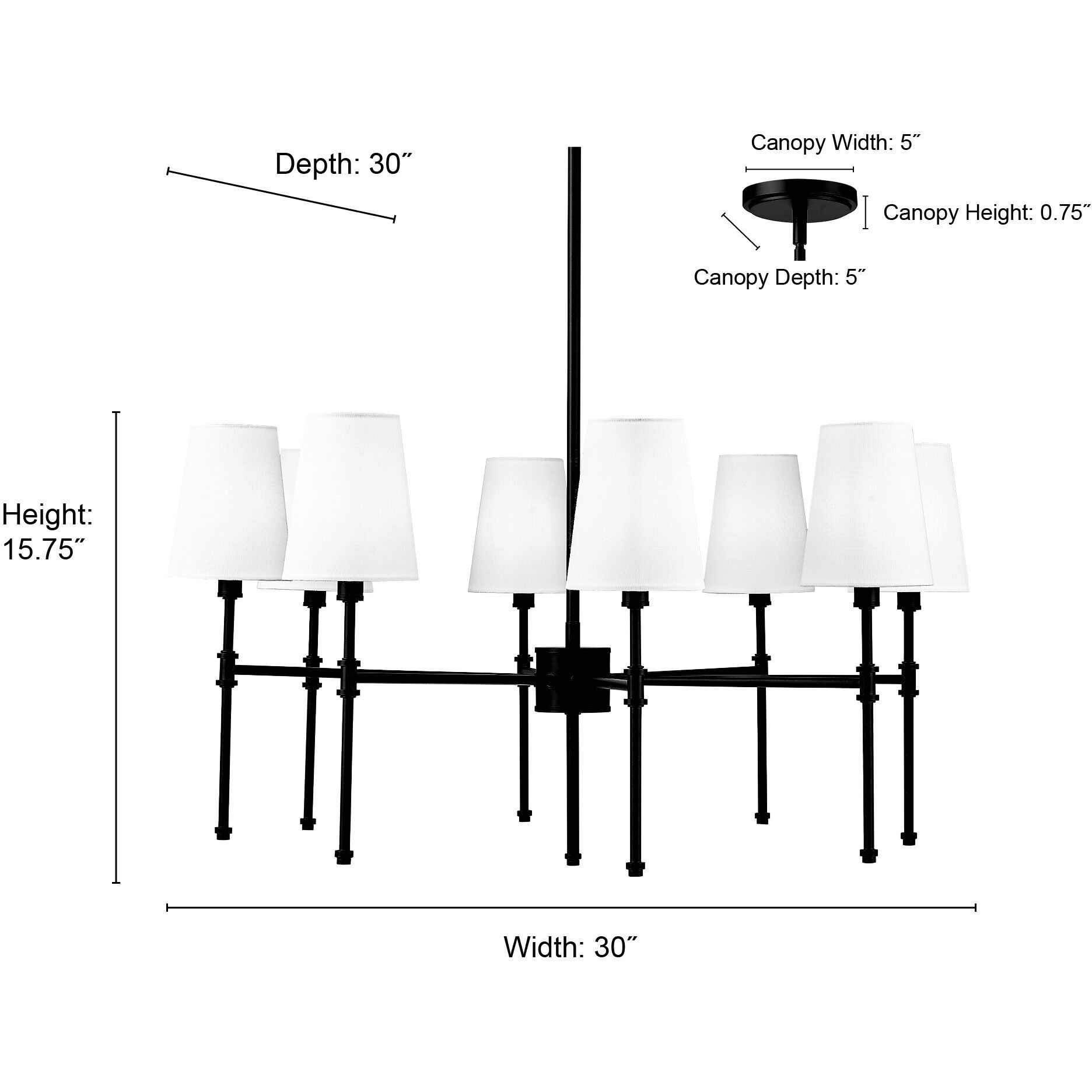 Adorra 8 Light 30 inch Polished Nickel Chandelier Ceiling Light